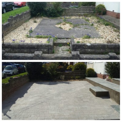 Front garden converted into a two car drive. Dinas powys.